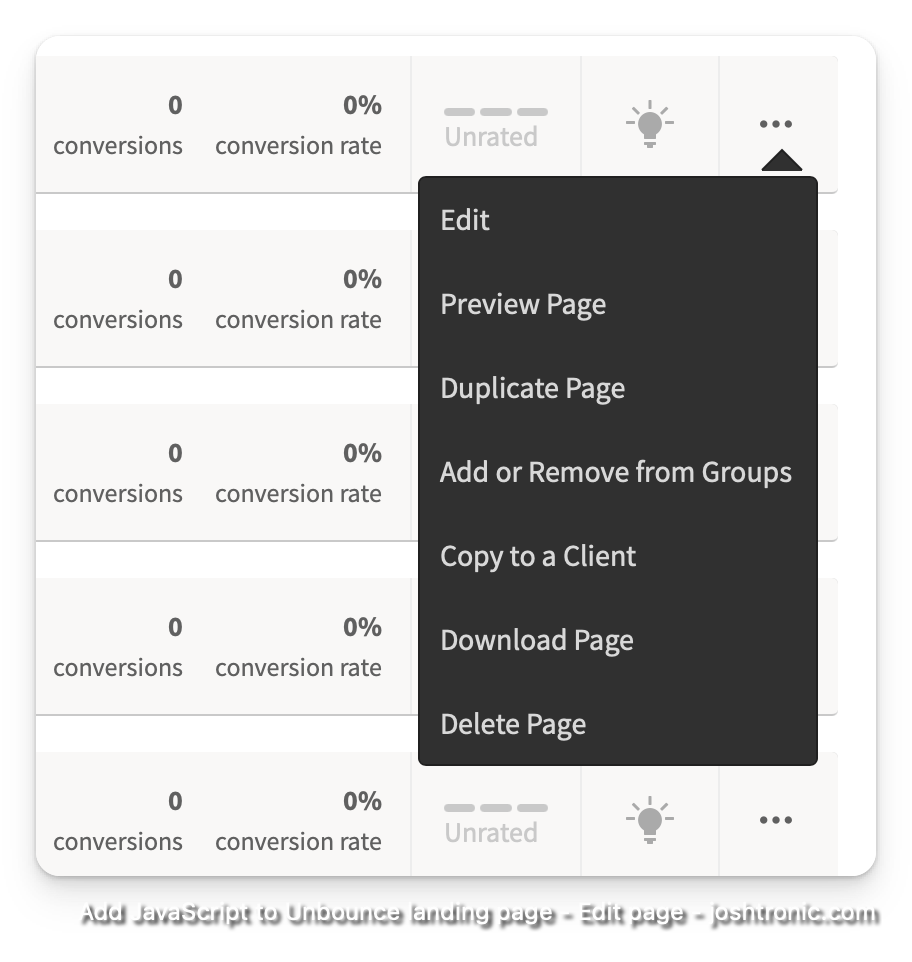 Unbounce Landing Page Edit