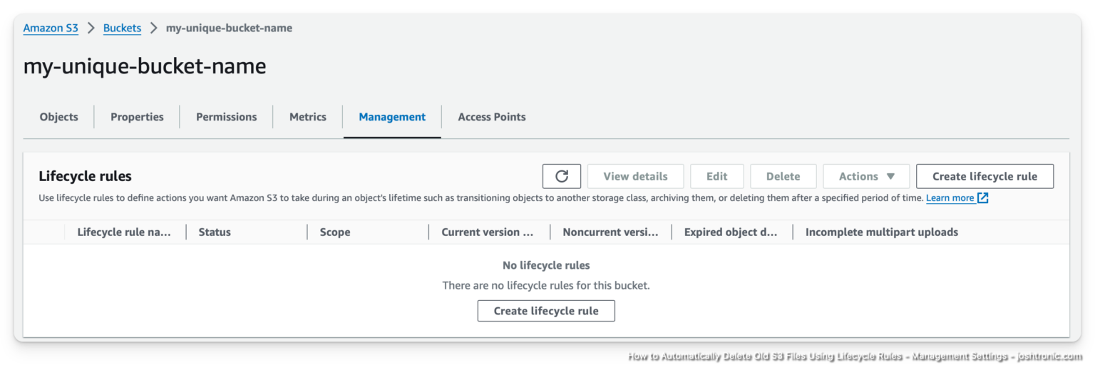 S3 Lifecycle Rule Create Button