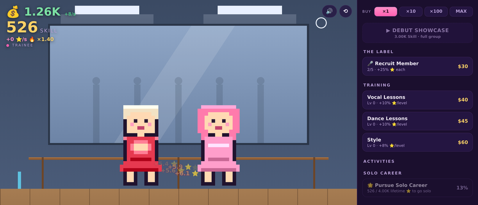 Actual gameplay footage from Idol Idle